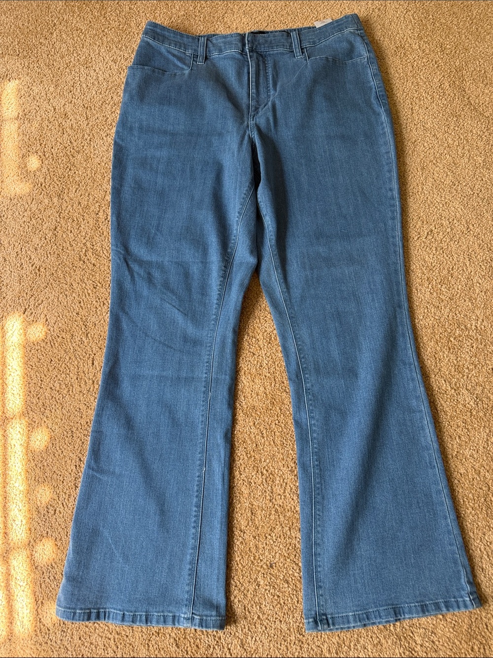 Susan Graver Midrise Blue Flare Stretch Jeans